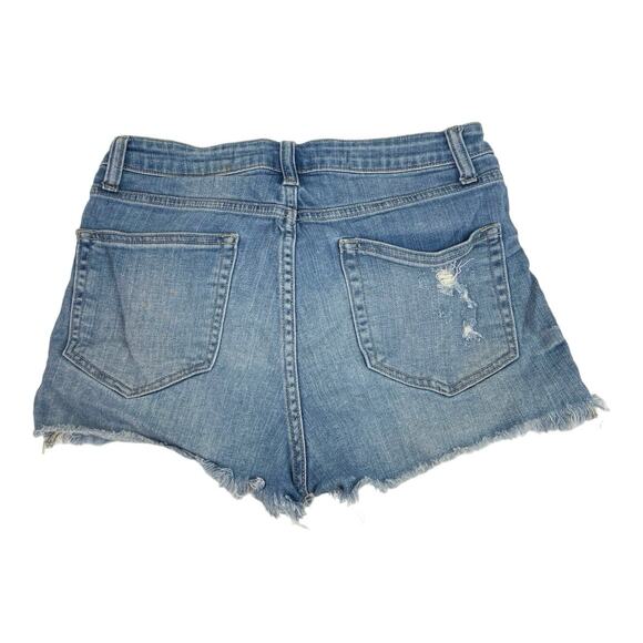 Harper Blue Denim High Rise Medium Wash Distressed Frayed Hem Jeans Shorts Sz 30 - Picture 2 of 4